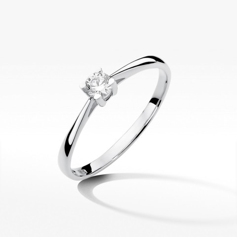 Pierścionek z białego złota z diamentem - próba 585 0,15CT W-367B