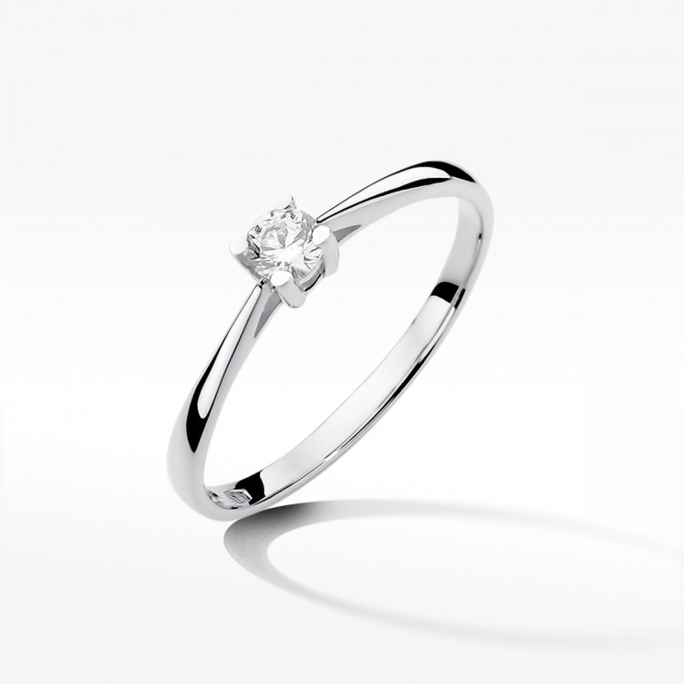 Pierścionek z białego złota z diamentem - próba 585 0,15CT W-367B