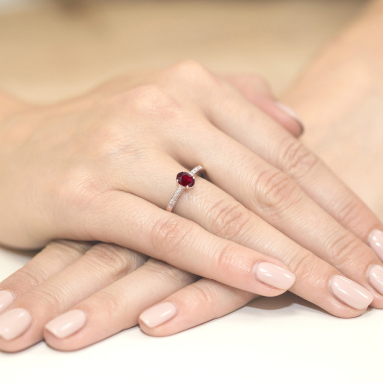 Pierścionek PV-179 Rodolit 0,50ct różowe złoto