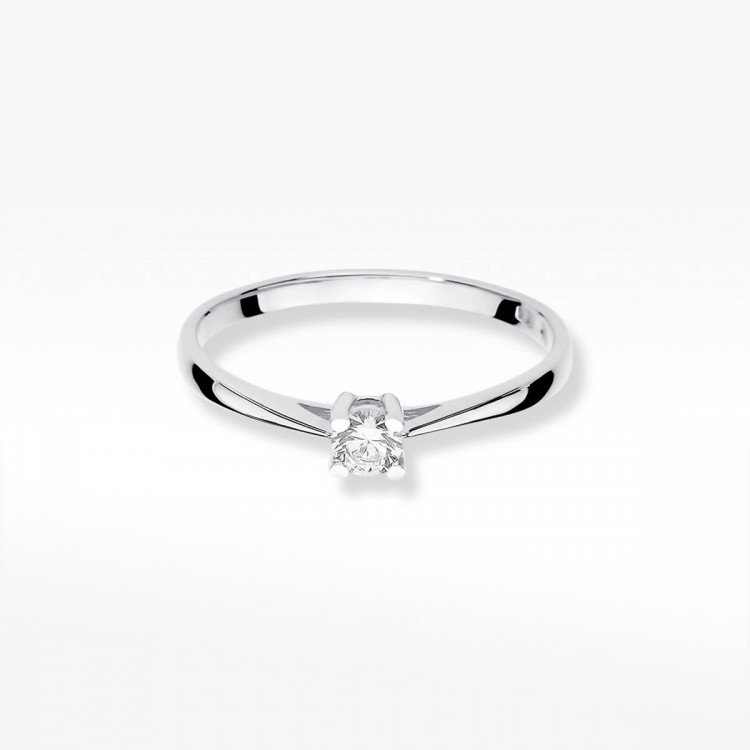 Pierścionek z białego złota z diamentem - próba 585 0,15CT W-367B