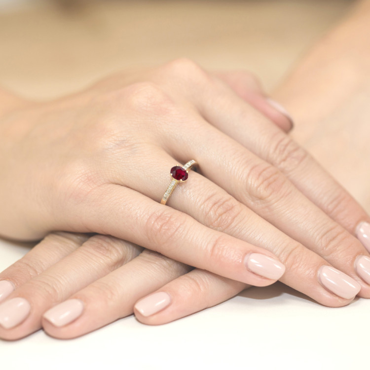Pierścionek PV-179 Rodolit 0,50ct żółte złoto