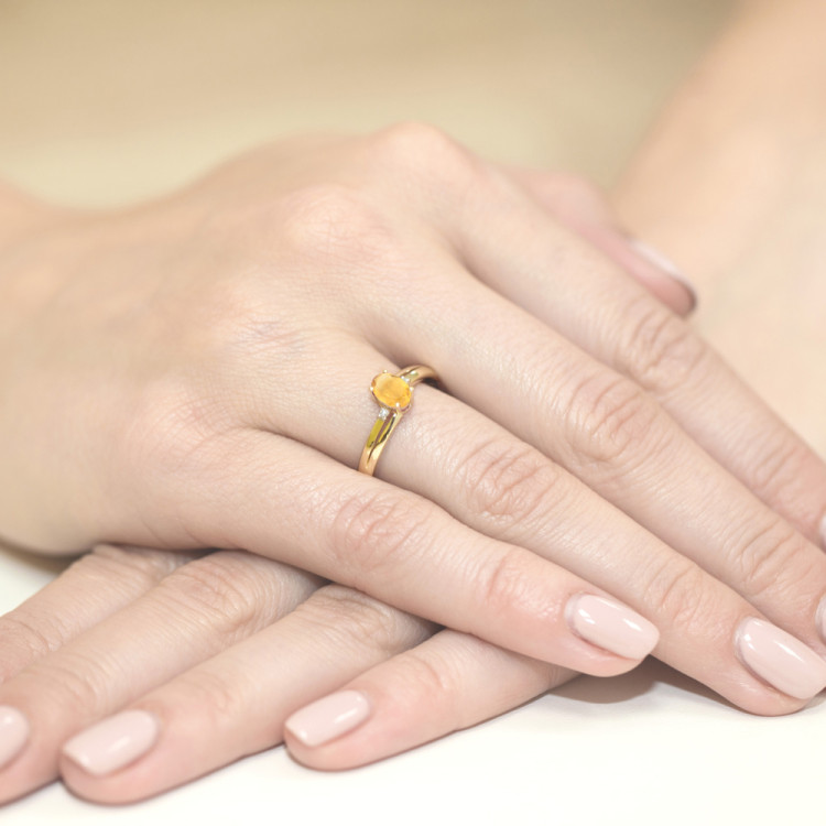 Pierścionek PV-158 Cytryn 0,60ct żółte złoto
