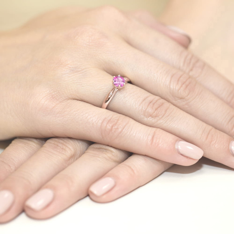 Pierścionek PV-074 Różowy Topaz 0,60ct różowe złoto