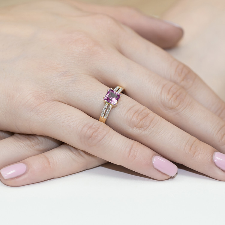 Pierścionek PV-142 Różowy Topaz 1,10ct żółte złoto