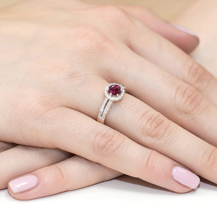 Pierścionek PV-159 Rodolit 0,60ct różowe złoto