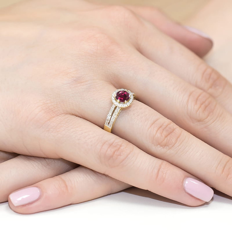 Pierścionek PV-159 Rodolit 0,60ct żółte złoto