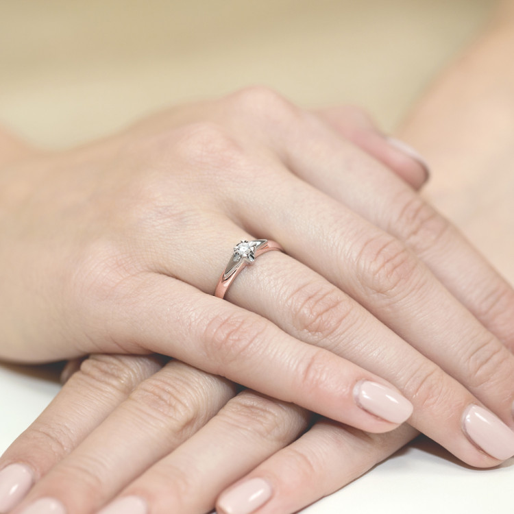 Pierścionek W0088 Diament 0,08ct różowe złoto