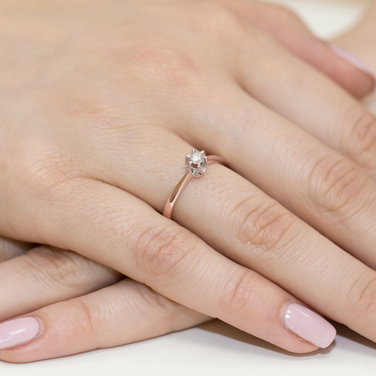Pierścionek W0111 Diament 0,20ct różowe złoto