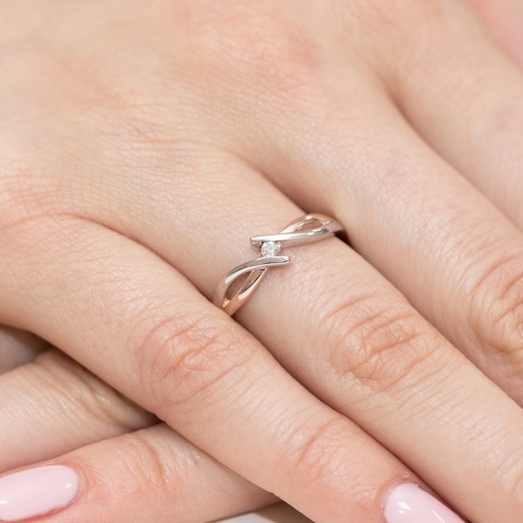 Pierścionek W0191 Diament 0,04ct różowe złoto