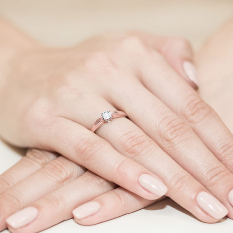 Pierścionek W0197 Diament 0,24ct różowe złoto