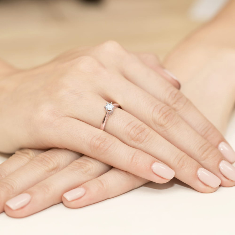 Pierścionek W0234 Diament 0,25ct różowe złoto