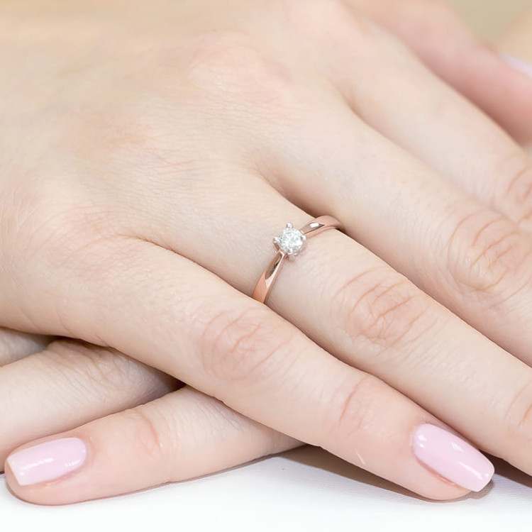 Pierścionek W0242 Diament 0,20ct różowe złoto