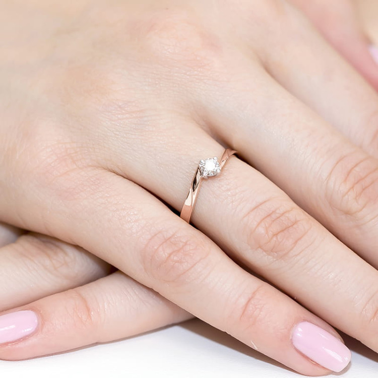 Pierścionek W0243 Diament 0,20ct różowe złoto