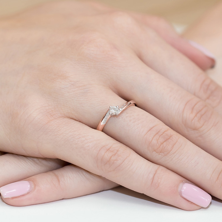 Pierścionek W0262 Diament 0,15ct różowe złoto