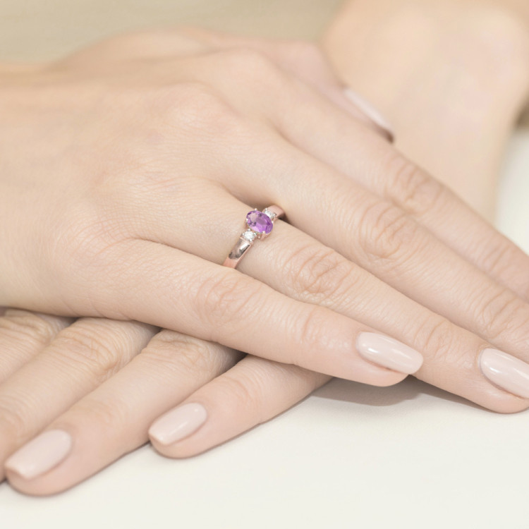 Pierścionek PV-063 Ametyst 0,40ct różowe złoto