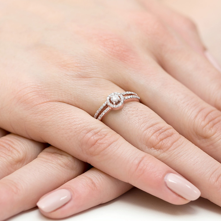 Pierścionek W0272 Diament 0,10ct różowe złoto