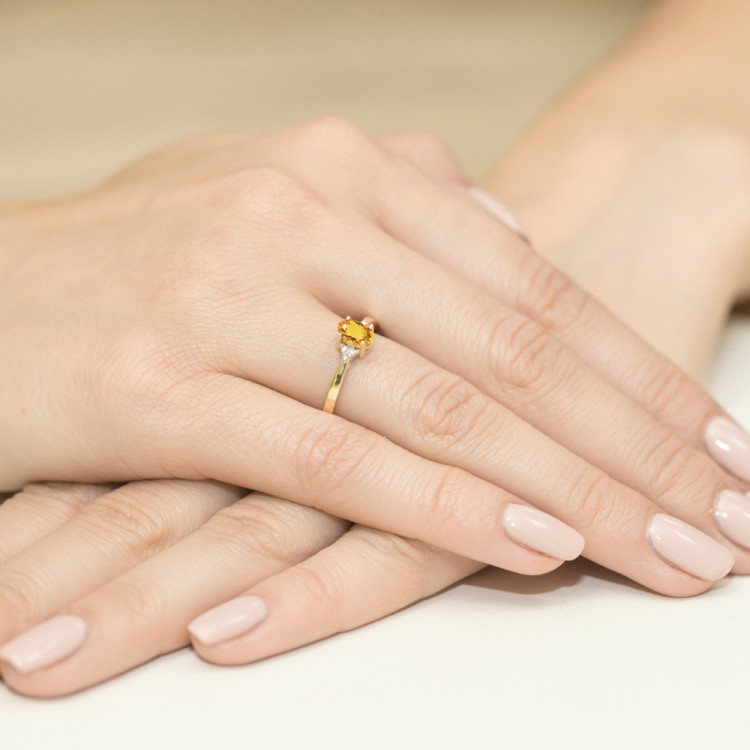 Pierścionek PV-108 Cytryn 0,60ct żołte złoto