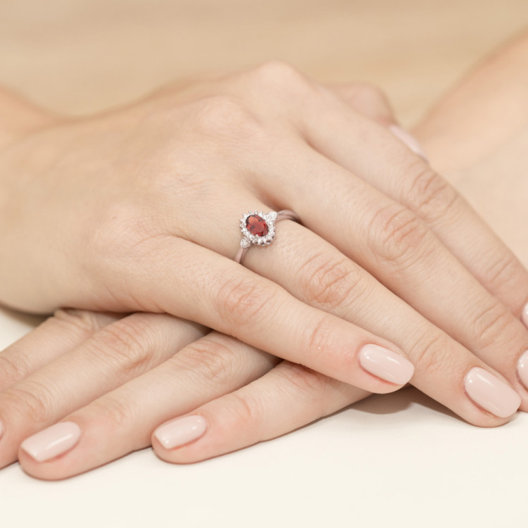 Pierścionek PV-081 Granat 0,50ct różowe złoto