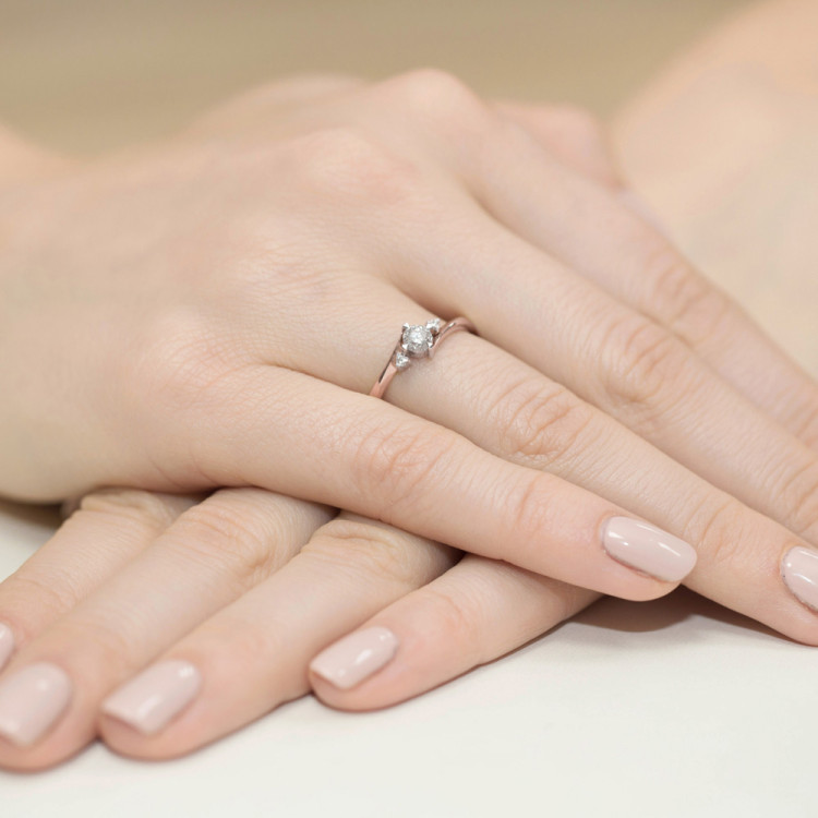Pierścionek W0346B Diament 0,25ct różowe złoto