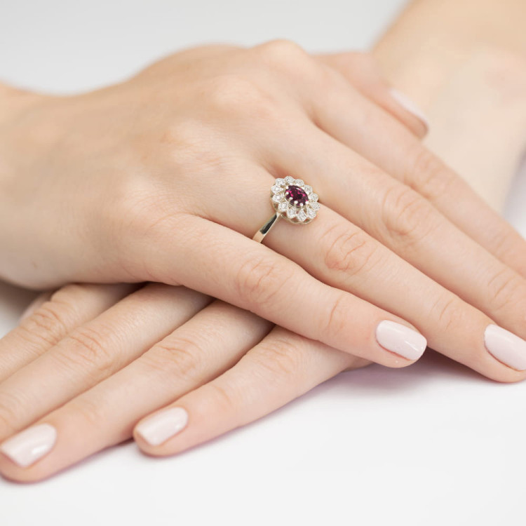 Pierścionek PV-298 Rodolit 0,50ct białe złoto