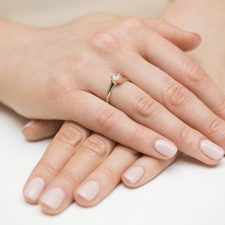 Pierścionek z żółtego złota z diamentem - próba 585 0,50CT W-423A