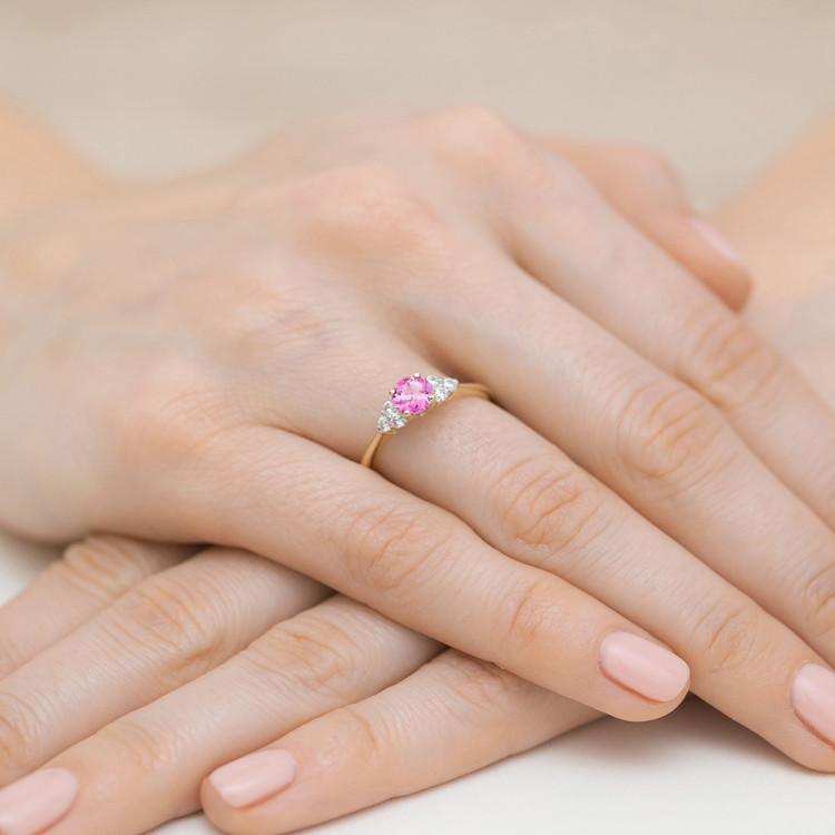 Pierścionek PV-181 Topaz Różowy 0,60ct żółte złoto