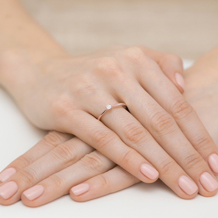 Pierścionek W0461 Diament 0,01ct różowe złoto
