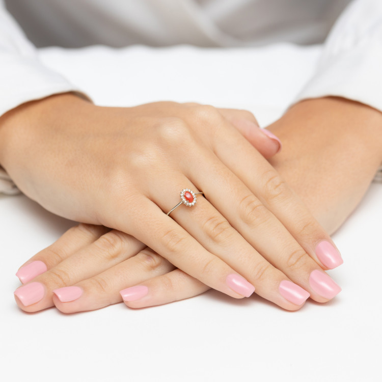 Pierścionek W0569 Koral 0,28ct białe złoto