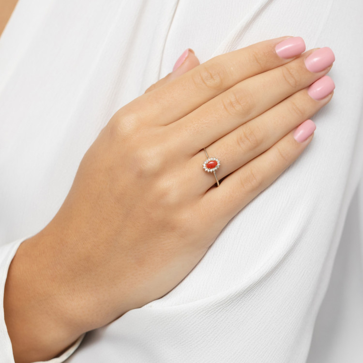 Pierścionek W0569 Koral 0,28ct białe złoto