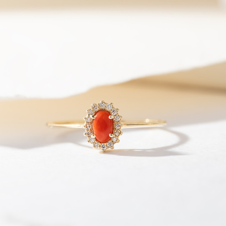 Pierścionek W0569 Koral 0,28ct żółte złoto