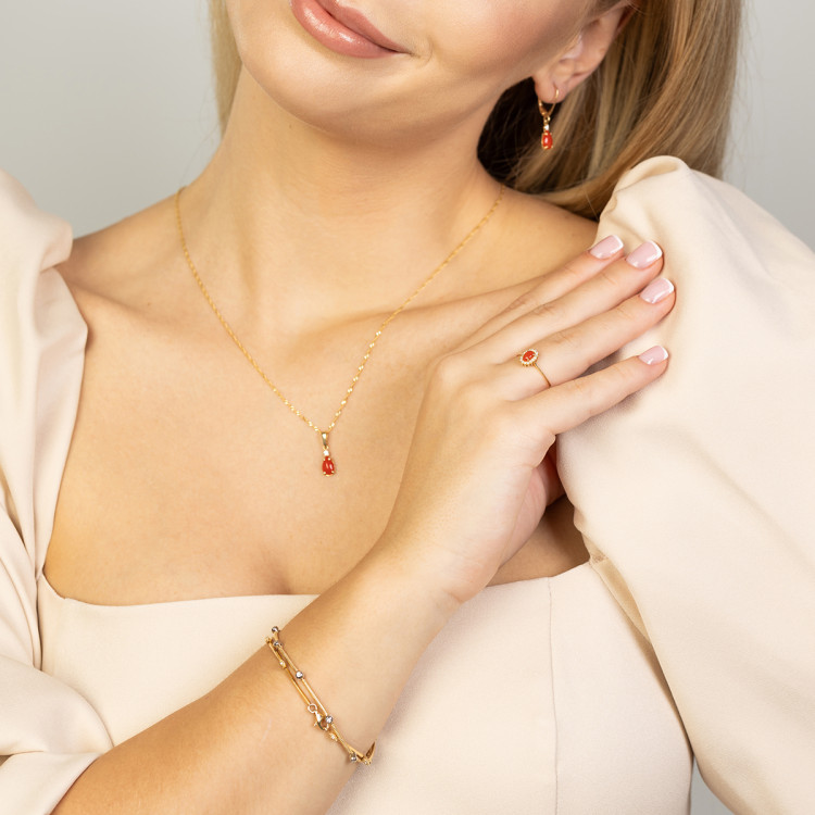 Pierścionek W0569 Koral 0,28ct żółte złoto