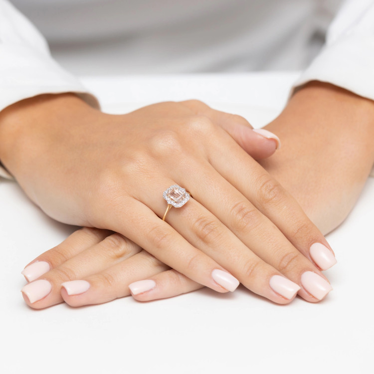 Pierścionek W0576 Morganit 1.172ct żółte złoto
