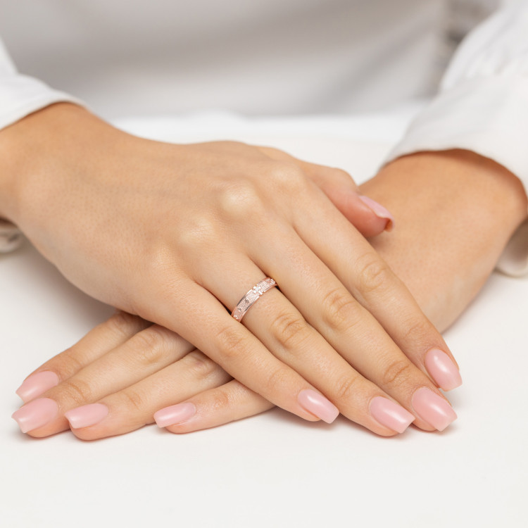 Pierścionek W0580 Diament 0,009ct różowe złoto