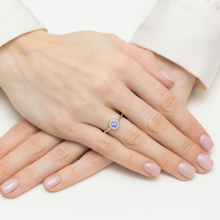 Pierścionek W0616 Tanzanit 0,35ct różowe złoto