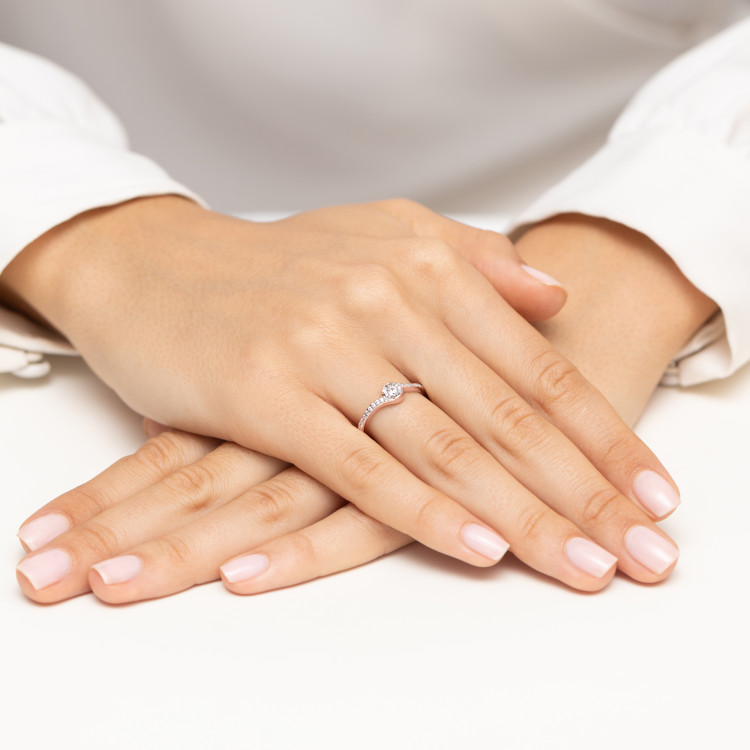 Pierścionek Diament 0,16ct różowe złoto W0658