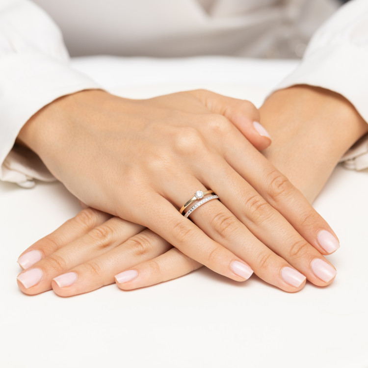 Pierścionek z diamentami 0,40ct żółte złoto W0674