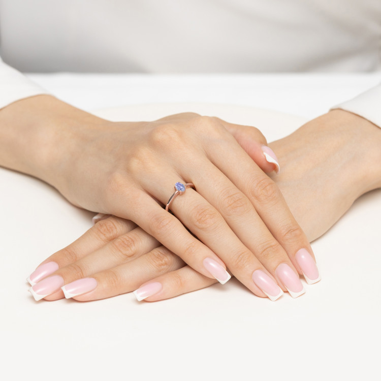 Pierścionek W0685 Tanzanit 0,40ct różowe złoto