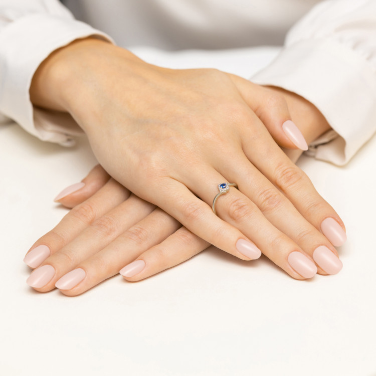 Pierścionek W0702 Szafir 0,15ct białe złoto