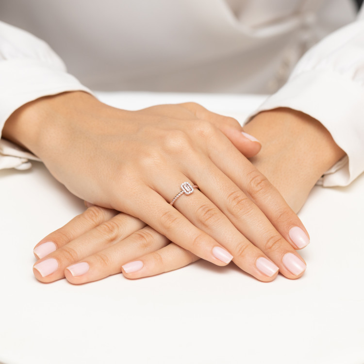Pierścionek Diament 0,17ct różowe złoto W0707