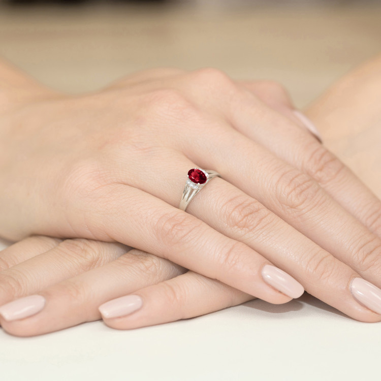 Pierścionek PV-071 Granat 0,50ct białe złoto