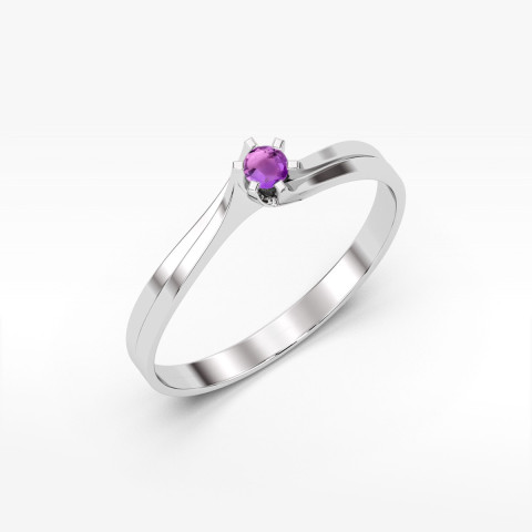 Pierścionek z białego złota z ametystem - próba 585 0,10CT PV-039.B3.AMV.01