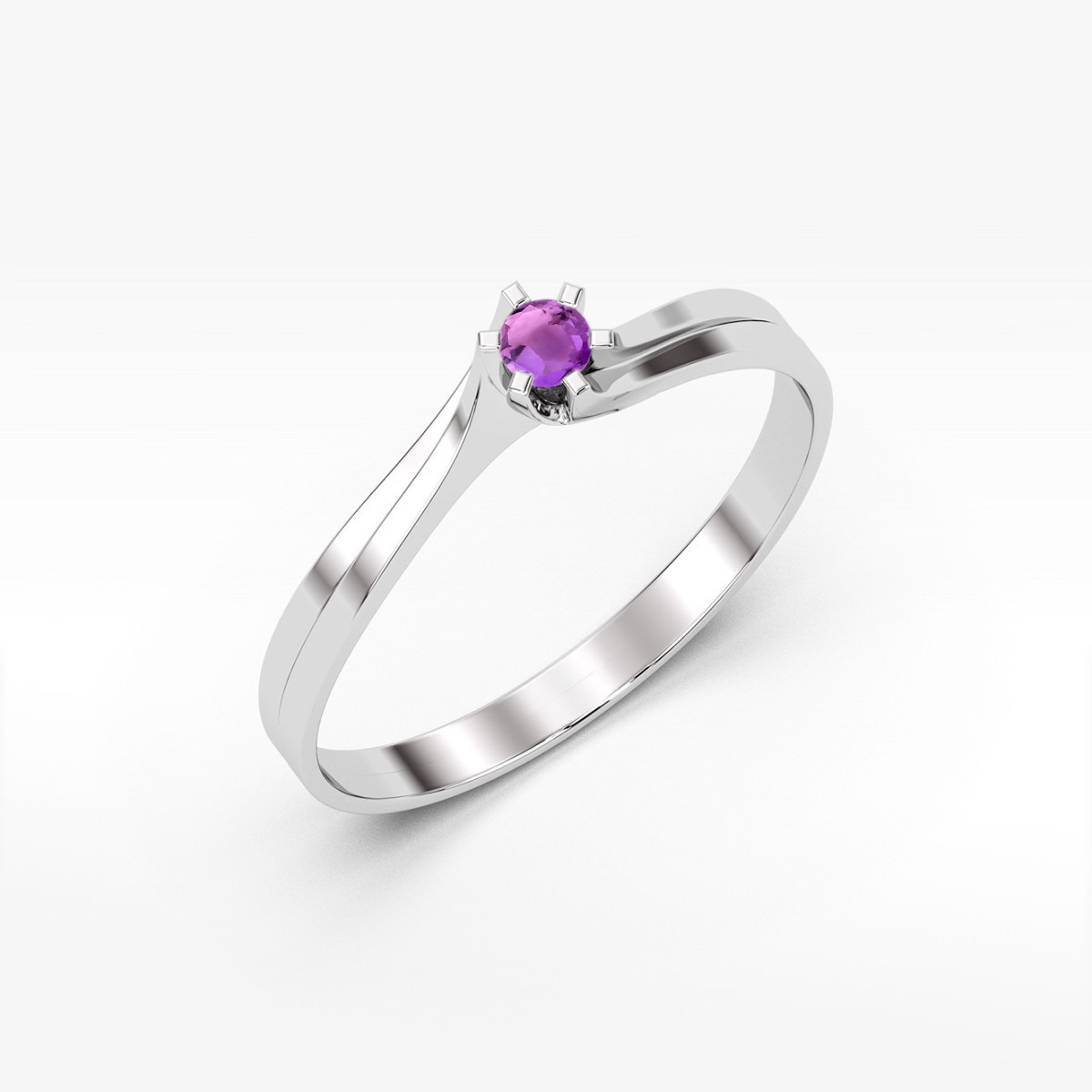 Pierścionek z białego złota z ametystem - próba 585 0,10CT PV-039.B3.AMV.01