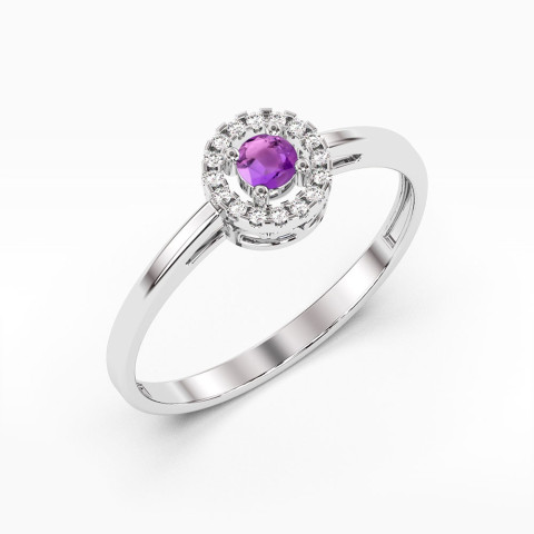 Pierścionek z białego złota z ametystem - próba 585 0,18CT PV-178.B3.AMV.01