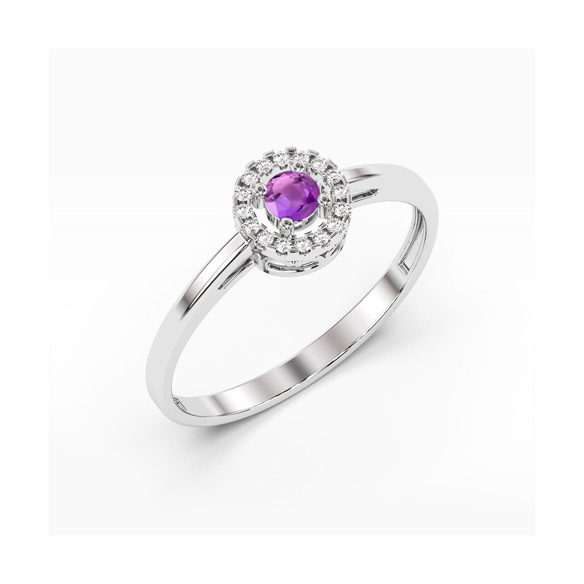 Pierścionek z białego złota z ametystem - próba 585 0,18CT PV-178.B3.AMV.01