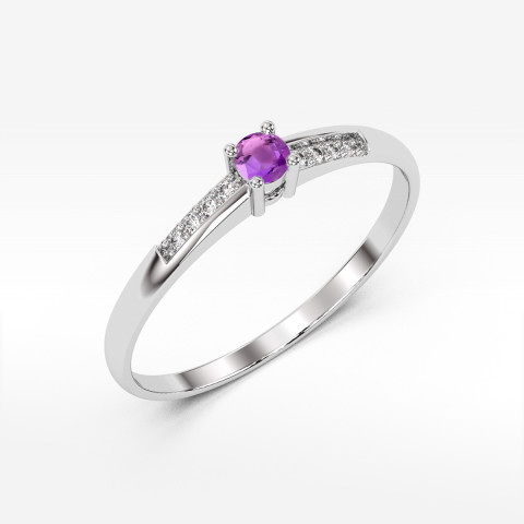 Pierścionek z białego złota z ametystem - próba 585 0,14CT PV-180.B3.AMV.01
