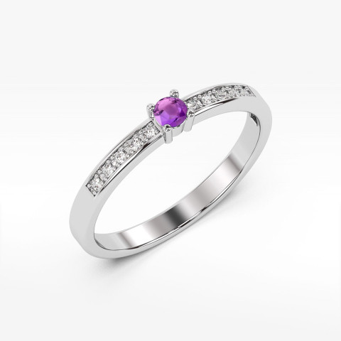 Pierścionek z białego złota z ametystem - próba 585 0,15CT PV-075.B3.AMV.01