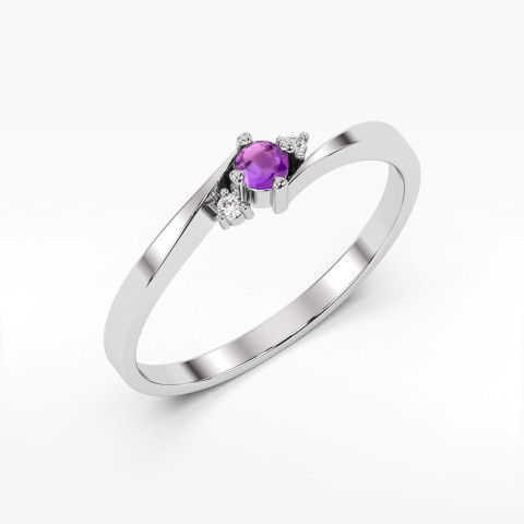 Pierścionek z białego złota z ametystem - próba 585 0,22CT w0346.B3.AMV.01