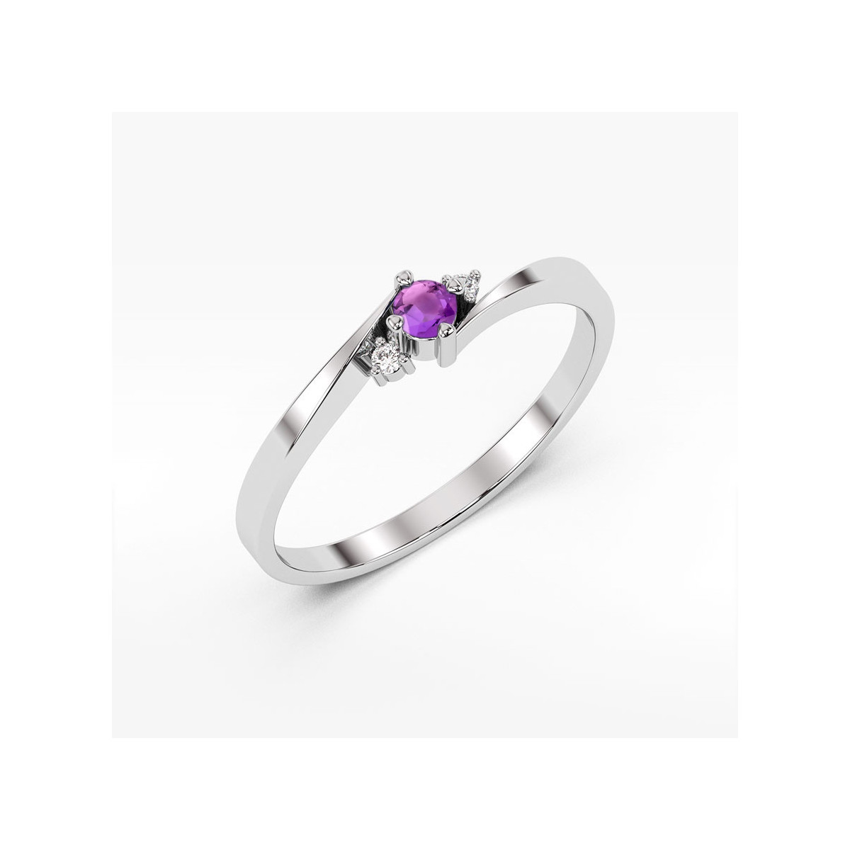 Pierścionek z białego złota z ametystem - próba 585 0,22CT w0346.B3.AMV.01