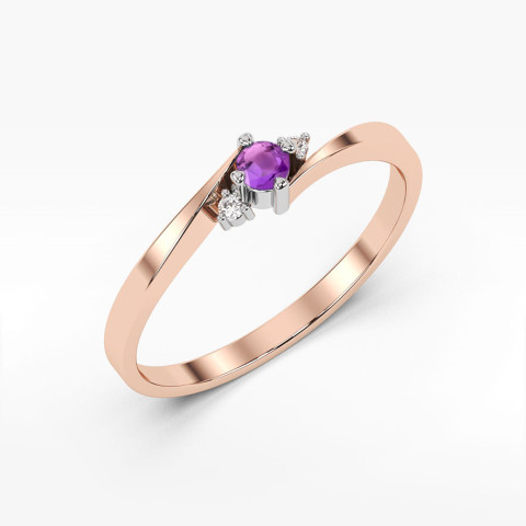 Pierścionek z różowego złota z ametystem - próba 585 0,22CT w0346.R3.AMV.01
