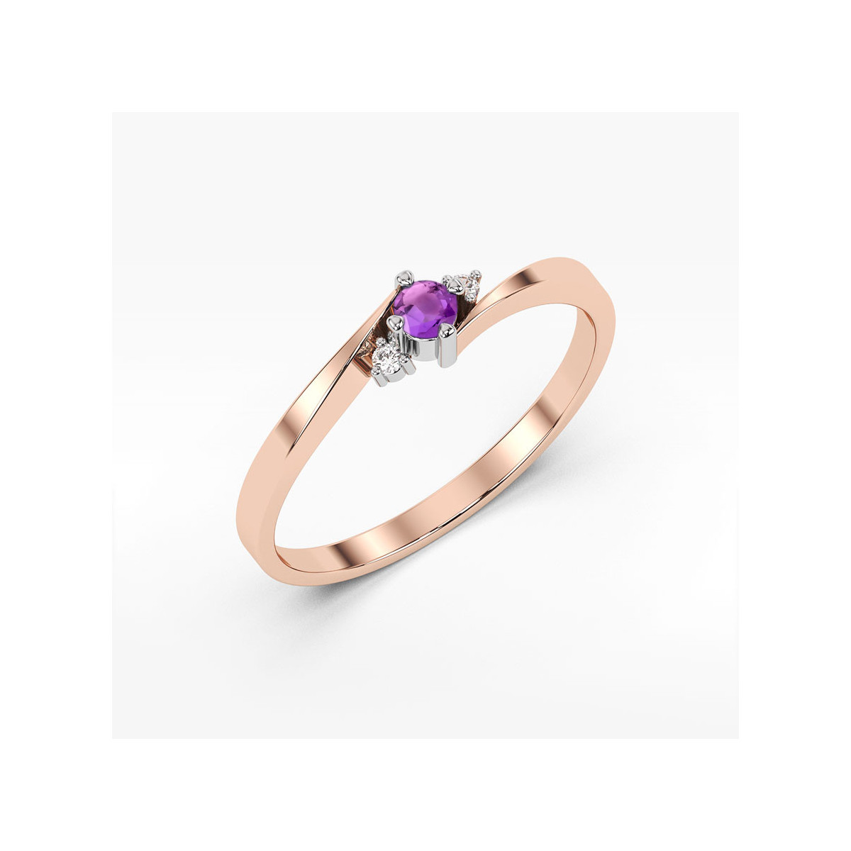 Pierścionek z różowego złota z ametystem - próba 585 0,22CT w0346.R3.AMV.01